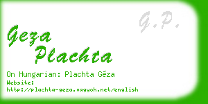 geza plachta business card
